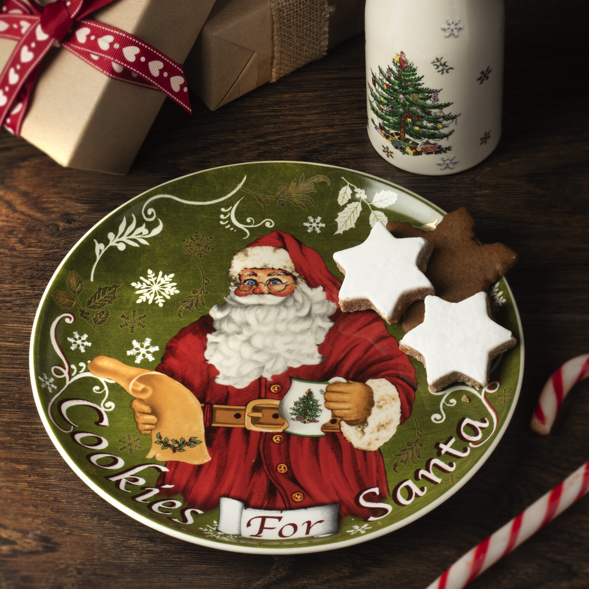 Christmas Tree Cookies for Santa Plate and Milk Bottle Set image number null